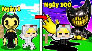 TÔ GÀ 100 NGÀY HÓA THÀNH ÁC QUỶ MỰC BENDY TRONG MINECRAFT*TÔ GÀ SỐNG CHUNG VỚI BENDY VÀ CỖ MÁY MỰC