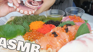 ASMR *Best SUSHI PLATTER (Salmon Hamachi Octopus Seagrapes) กินแล้วไม่พูด SAS-ASMR