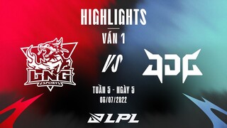 LNG vs JDG | Highlights - Game 1 | Tuần 5 Ngày 5 | LPL Mùa Hè 2022