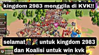 Kingdom 2983 menggila di kvk!! selamat untuk Koalisi 2983 !! rise of kingdom 🇮🇩Indonesia