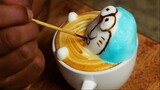 Nghệ thuật pha cà phê 3D màu - Hươu cao cổ, Cá mập, Doraemon, Bạch tuộc