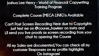 Joshua Lee Henry  course - World of Financial Copywriting Training Program download