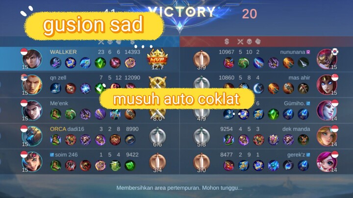 gusion mode sad ,,auto coklat musuh