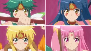 The Peach Heart Sword transforms completely, and Peach Lady and three animals transform together