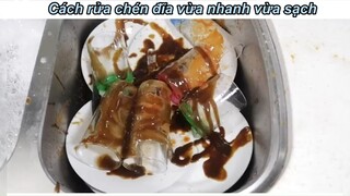 Cách rửa bát đĩa vừa nhanh vừa sạch =)) #haihuoc