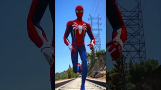 GTA V SPIDER-MAN SAVING LITTLE SINGHAM AND SHIVA FROM THOMAS THE TRAIN #shorts