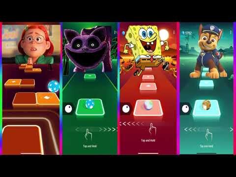 Turning Red vs Spongebob vs Paw Patrol vs Catnap Favorite Quartet Tiles Hop Rush EDM 🎶 Who Will Win