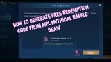 How to get free Tournament chest Redeem code Mythical Raffle draw event in Mobile Legends