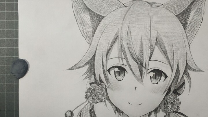[Dilukis dengan tangan] Butuh 350 menit untuk menggambar Asada Shino (telinga kucing)! Hati yang dul
