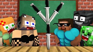 Monster School : BABY MONSTERS KNIFE FLIP CHALLENGE ALL EPISODE - Minecraft Animation