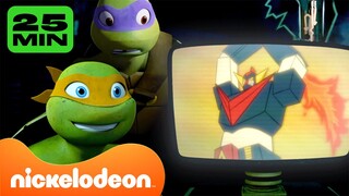 TMNT | Kura-kura Ninja Menonton Kartun di TV selama 25 MENIT! 📺 | Nickelodeon Bahasa