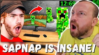 SAPNAP IS INSANE! Minecraft But Creepers Explode in Real Life (REACTION!) w/  GeorgeNotFound | NRG