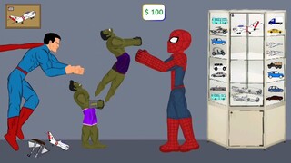 Superman vs Hulk || Loki Cartoon vs Spiderman || Cartoon animation videos for kids