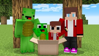 Baby JJ & Mikey Lost and Found the new Family in minecraft challenge (Maizen Mizen Mazien)