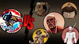 Chainsaw man vs Colossal Titan, Eren, Armored Titan, Warhammer Titan, Beast Titan