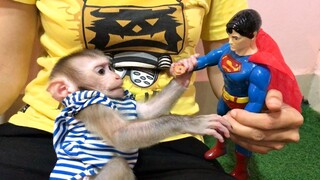 Super Mino monkey and Super man