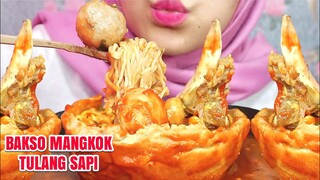 ASMR BAKSO MANGKOK TULANG SAPI KUAH MERCON PEDAS | ULUL ASMR MUKBANG INDONESIA