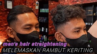 meluruskan rambut pria, yang keriting secara permanen ●