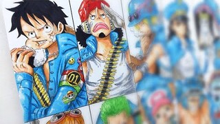 Drawing StrawHat Pirates in Military Uniform | One Piece Color Spread Chapter 741 | ワンピース