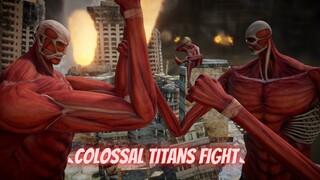 Armin's Colossal Titan vs Bertholdt's Colossal Titan