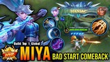 Almost got SAVAGE!! Miya Comeback From a Bad Start - Build Top 1 Global Miya ~ MLBB