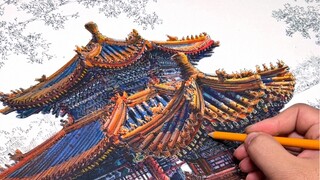 พระราชวังฤดูร้อนในฤดูใบไม้ผลิ|การวาดด้วยมือของสถาปัตยกรรมโบราณ