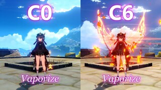 Hu tao C6 vs C0! How Much difference? Vaporize DMG Comparison