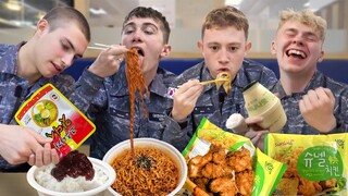 British Students try Shocking Korean Navy Boot Camp Snacks!