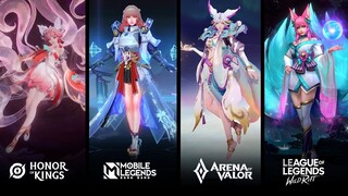 Ahri, Guinevere, Daji, Liliana : Skin Comparison | Wildrift VS HOK VS AOV VS MLBB