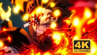 [4k/60fps] "Cut out all the dialogues" Tanjiro slashes Hantengu three times! Fire God Kagura! The bu