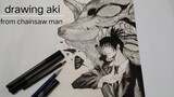 drawing aki Hayakawa with Kon _chainsaw man