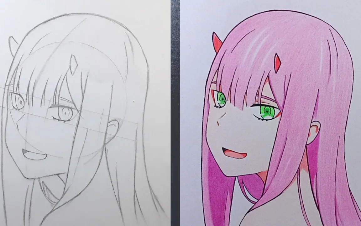 How to Draw Zero Two Step by Step [Darling in the Franxx] Anime Drawing 