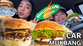 BROTHERS BURGER CAR MUKBANG | SMASH & LAMB BURGER | road trip + grocery