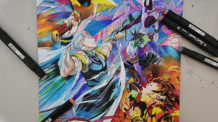 [Marker] Try to draw the ultimate colorful Demon Slayer poster