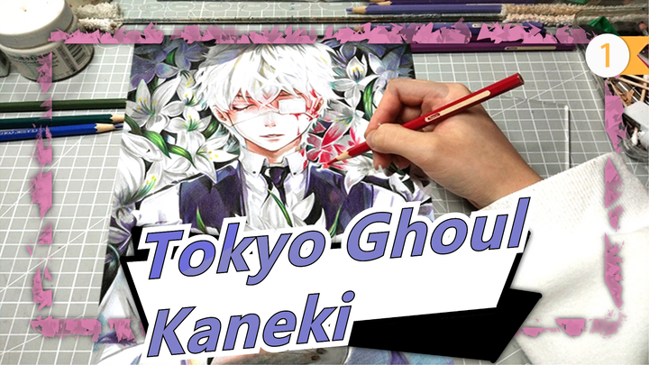 Tokyo Ghoul|Drawing a Kaneki Angel with colored pencils/Right way to open water-soluble pencils _1