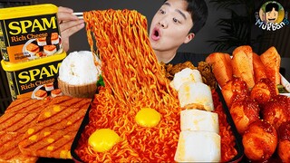 ASMR MUKBANG 집밥 열라면 치즈 통스팸 김치 계란후라이 먹방! FIRE NOODLES & CHEESE SPAM EATING SOUND!