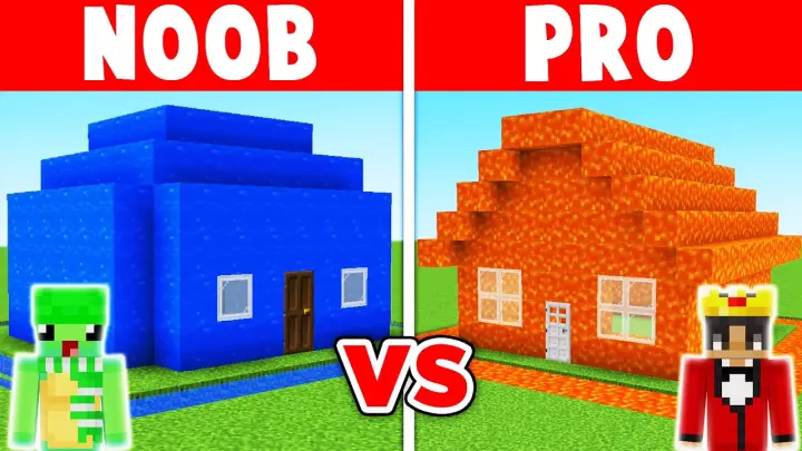 Minecraft NOOB vs PRO: WATER VS LAVA HOUSE BUILD CHALLENGE