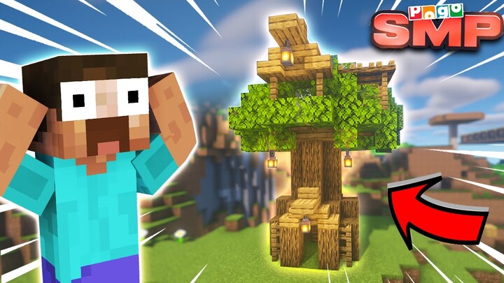 I Made EPIC TREE HOUSE in Minecraft POGO SMP (Day 1)