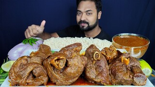 HUGE SPICY MUTTON CURRY, PLAIN PULAO, MUTTON GRAVY,  LEMON, SALAD MUKBANG ASMR EATING | BIG BITES