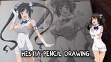 Hestia From Danmatchi Pencil Drawing | MJB Artworks