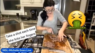 @MGL-MichelleGoesLive-zf8uw touches her meat and licks her fingers for her co-workers