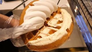 / waffle with whipped cream - korean street food