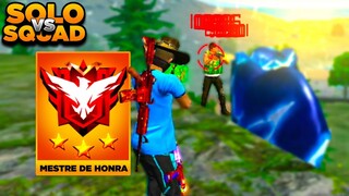 JOGUEI PARTIDAS IMPOSSÍVEIS NA LIGA MESTRE DE HONRA SOLO VS SQUAD!! FREE FIRE