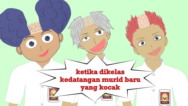 ketika di kelas kedatangan murid baru yang kocak - animasi lucu