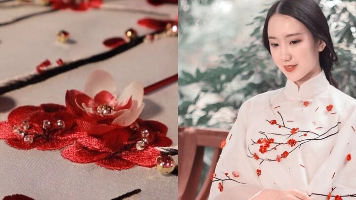 Thủ công|Đầm thêu hoa mận phong cách Trung Hoa