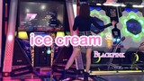 Playing a dancing game. Ice Cream dance cover