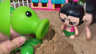 玩具动画：豌豆炮躲进沙子里了