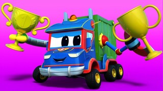 Video truk untuk anak-anak - BALAPAN DUA TRUK SAMPAH - Truk Super di Kota Mobil!