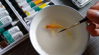 [DIY]Draw an acrylic gold fish on epoxy