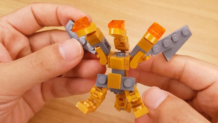 Cool! Mini Transforming Robot Gold-dragon Three-headed Golden Dragon - LEGO MOC Tutorial